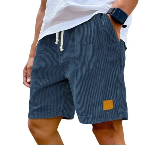 Imagen 2 del producto Pantalones cortos informales de pana Retro para hombre, pantalones de chándal lisos a la moda, pantalones cortos de pana Harajuku, ropa nueva para hombre