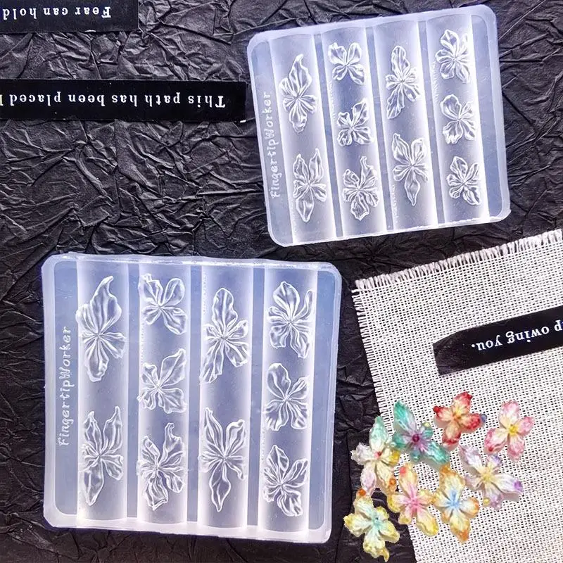 1Pcs 3D Stereo Flower Nail Silicone Mold Flexible Transparent Resin Casting Mould DIY Nail Art Decoration Handmade Craft