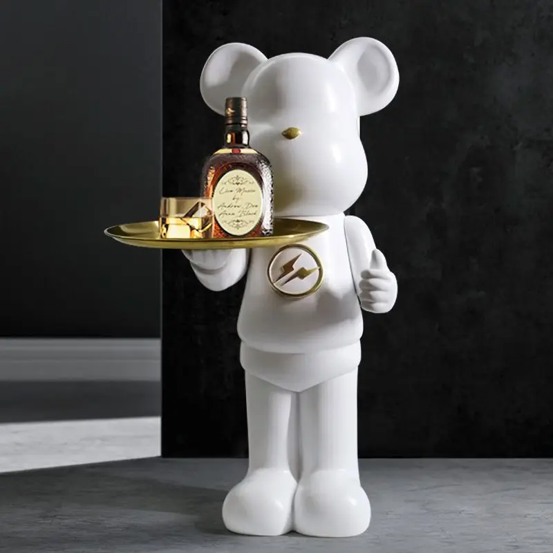 

Figurines Bearbrick 3D Bear Tray Sculpture Interior Ornaments Home Model Storage Figurine Luxury Living Room Decor Miniatures