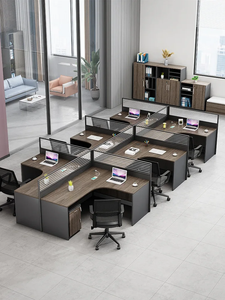 

Рабочий стол, простая и современная будка для сотрудников на четыре человека, комбинация офисного стола и стула