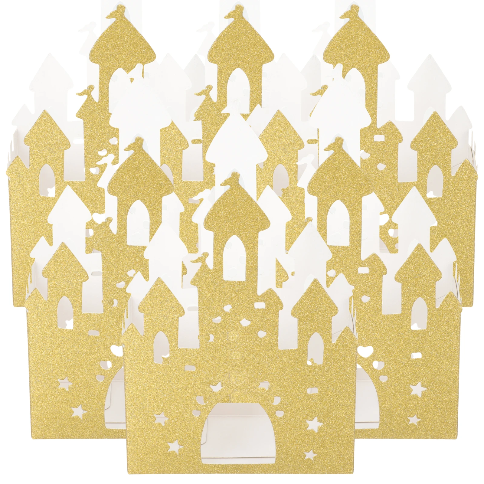 

10pcs Candy Box Decorative Boxes Hollow Out Gift Stylish Container Party Favor Glitter Castle Wedding Cookie Storage DIY Crafts