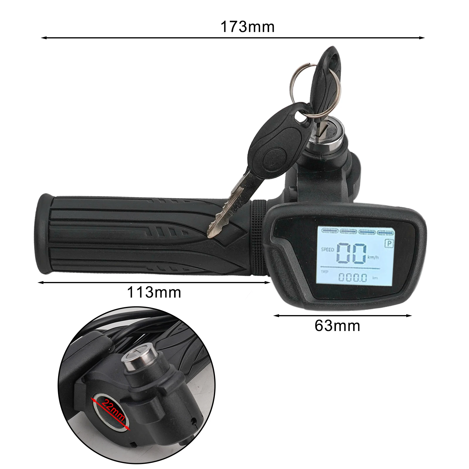 

5pin Hall Throttle 48V Scooter Throttle Voltage Display 22mm Installation Diameter Battery Level Display Daily Commuting
