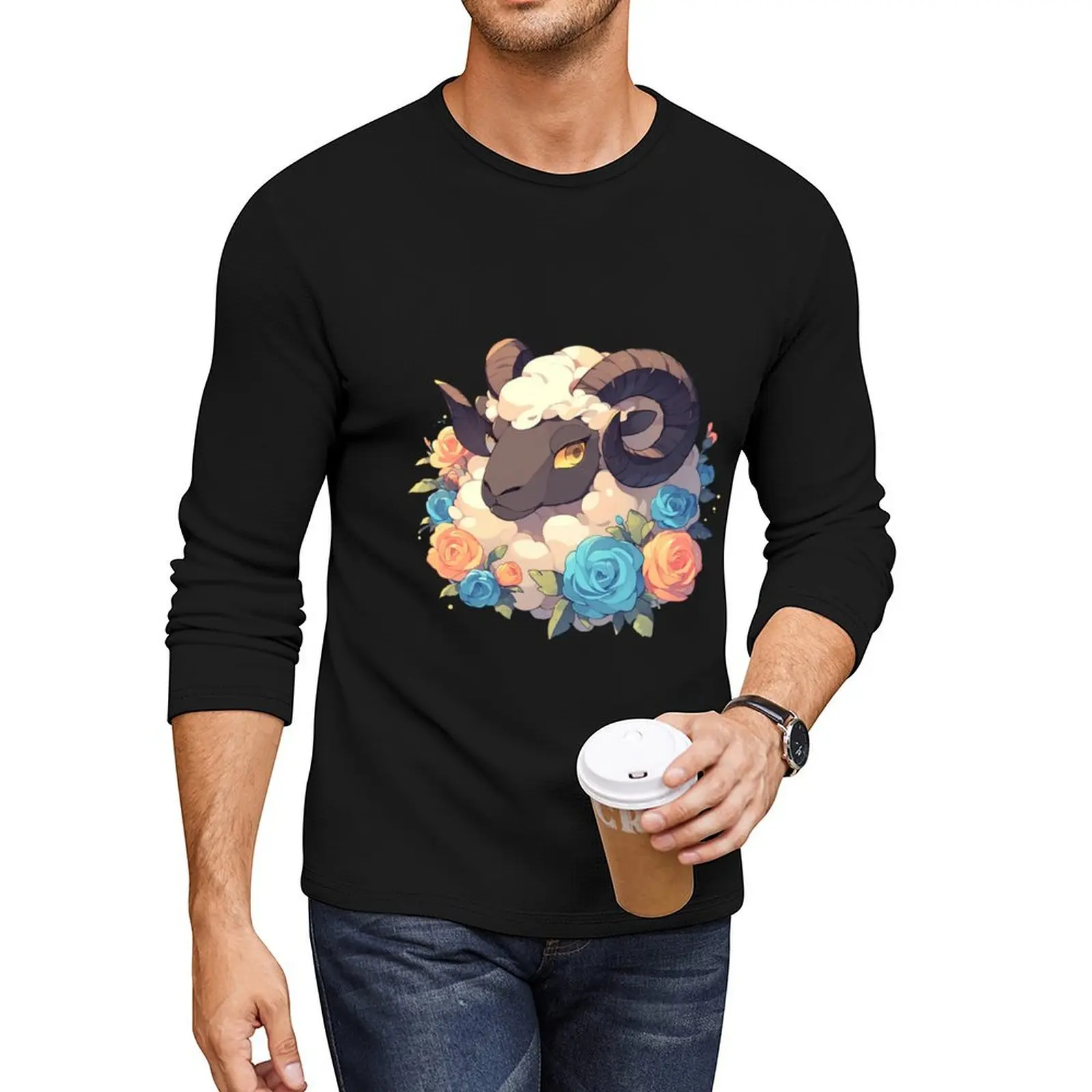 

Cute ram // angry ram // flowers, flowers journaling , ram poster Long T-Shirt quick drying t-shirt tops t shirts men