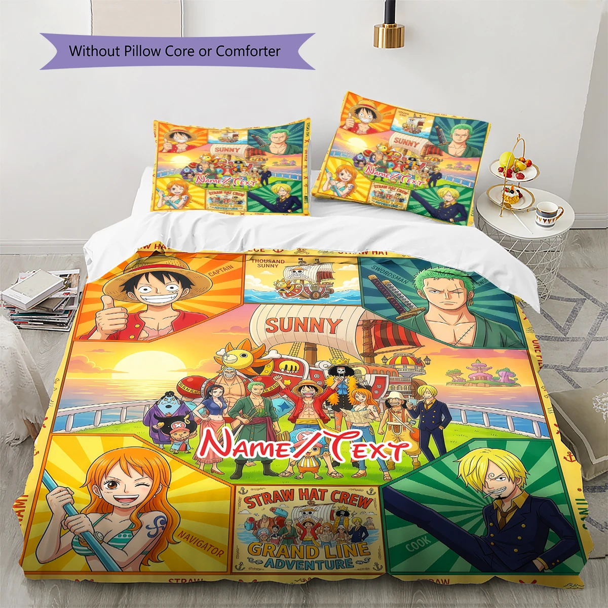 Custom Name One Piece Puzzle Soft Duvet Cover, Comfortable Sizes Available Print (1 Duvet+2 Pillowcases No Core), Sizes -HE78