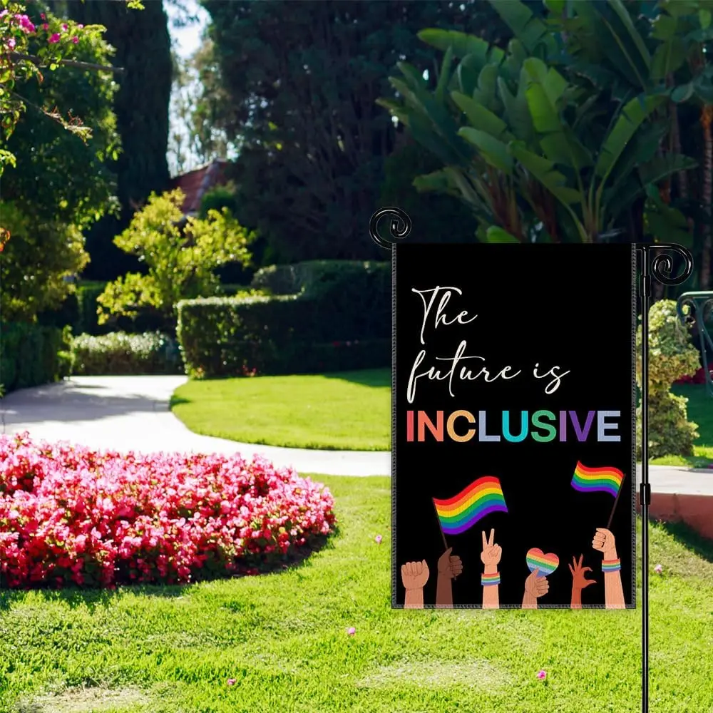 The Future is Inclusive Garden Flag, Double Sided Yard Outdoor Farmhouse Lawn Porch Decor Flag, Equality Diversity Flag, LGB yyi