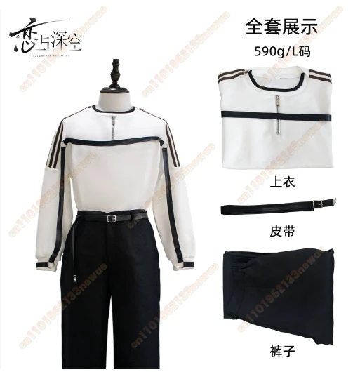 MINISO 2025 게임 사랑과 Deepspace Caleb 코스프레 성인 남성 코트 유니폼 의상 후드 풀오버 탑 할로윈 캐주얼 의상