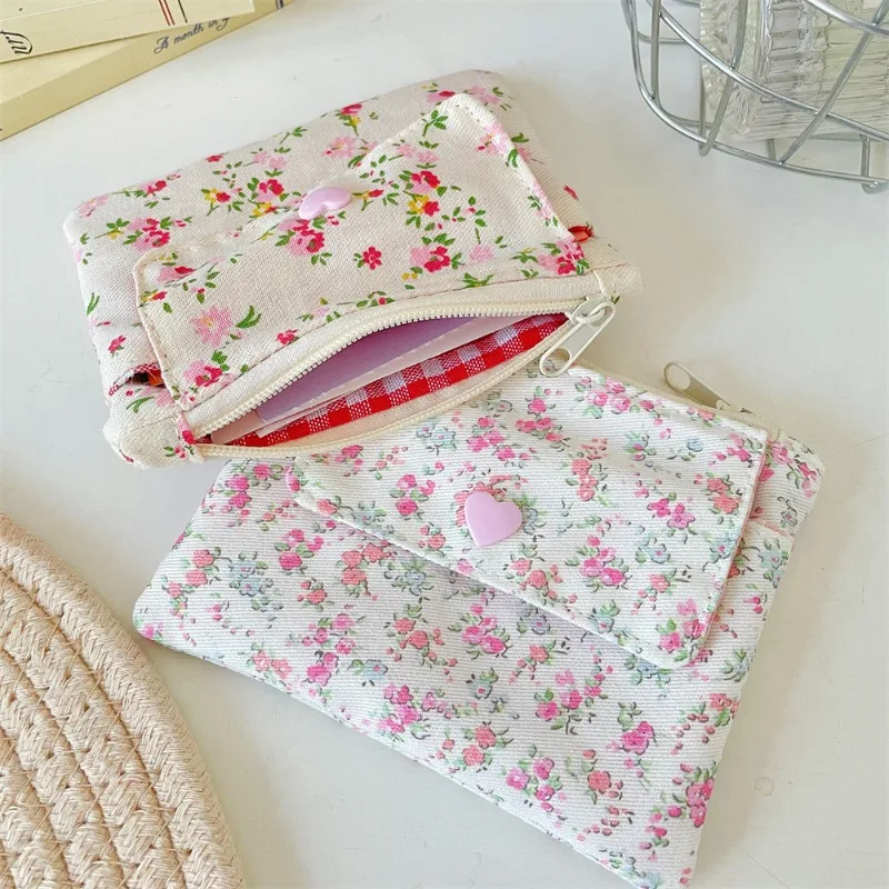 Korean Style Fashion Card Holder Purse Multi-Functional Money Coin Wallet for Cash ID and Cards Double-Layer Zipper Coin Purse