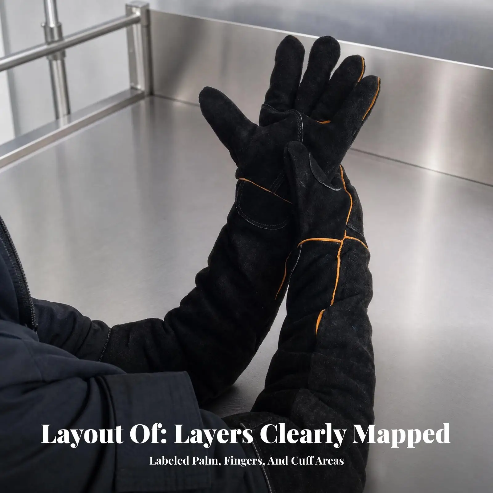 Long Cuff Leather Safety Gloves for Dog Training with Textured Grip and Scratch Protection
