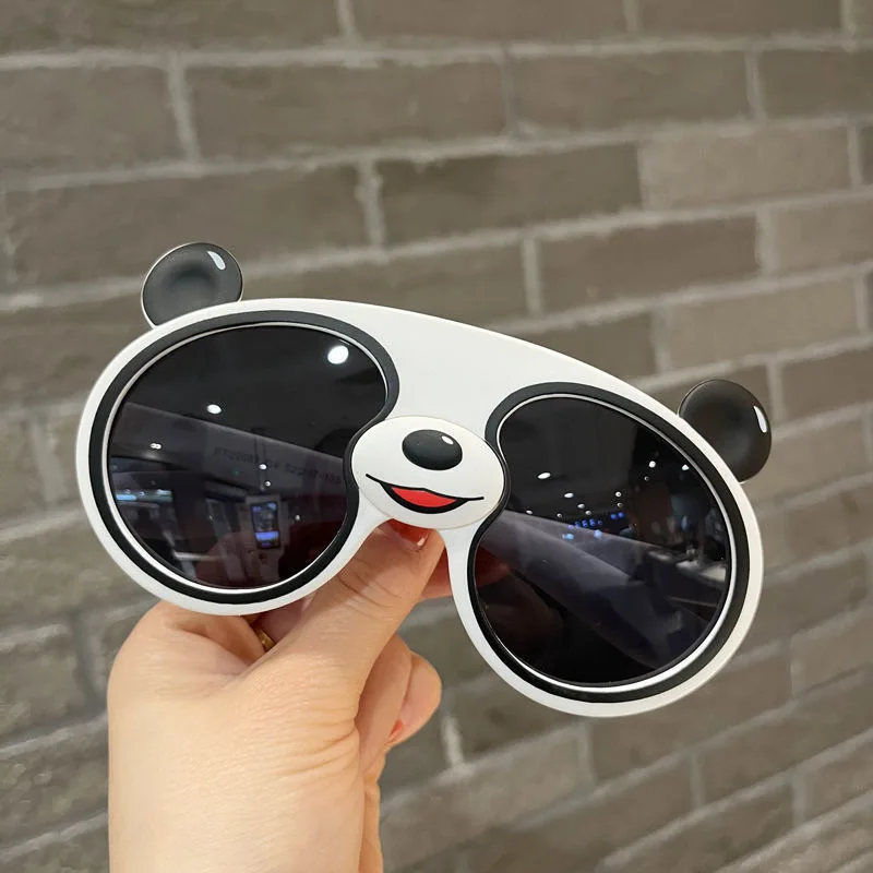 Fashion Cute Children Cartoon Panda Silicone Sunglasses Outdoor  Personality Street Shooting Sunscreen UV Protection Sunglasses