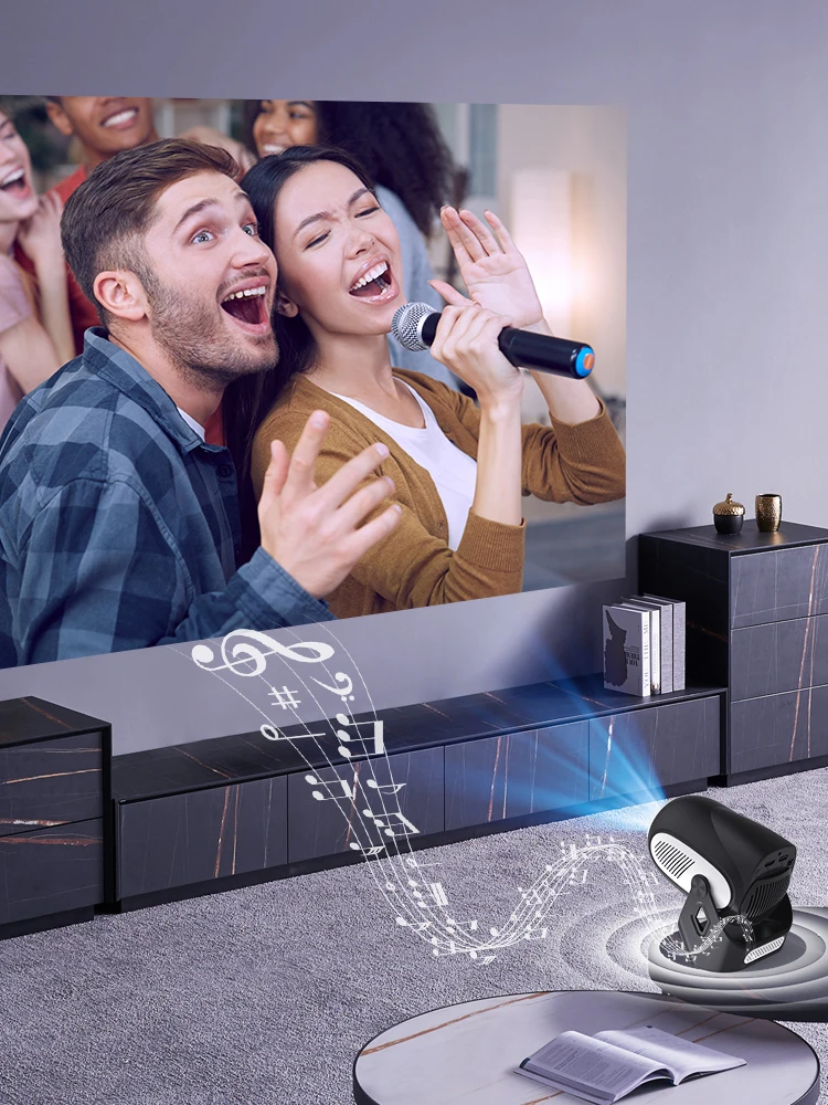 Magcubic Hy300 X 4K 720P Android 11 Projektor mit Elektrischem Fokus 300 Ansi Wifi6 Bt5.0 Tragbarer Projektor HiFi-Sound für Zuhause und Draußen