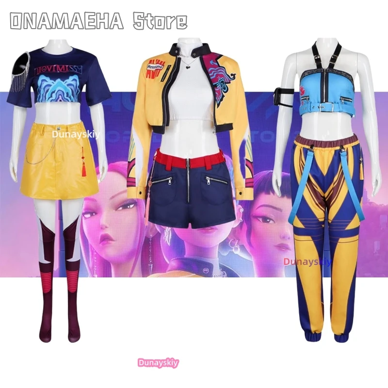 

KPOP Huntrix Rumi Mira Zoey Cosplay Costume New Uniform Top Skirt Demon Hunters Superstar Girl Women Set Halloween Carnival