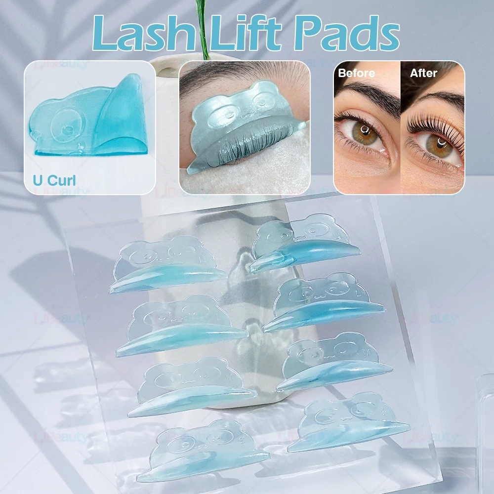 Libeauty U Curl 4 Pairs Free Glue Silicone Eyelash Perm Rods Sticky Lash Lift Shield Lifting 3D Eyelash Curler Makeup Tool