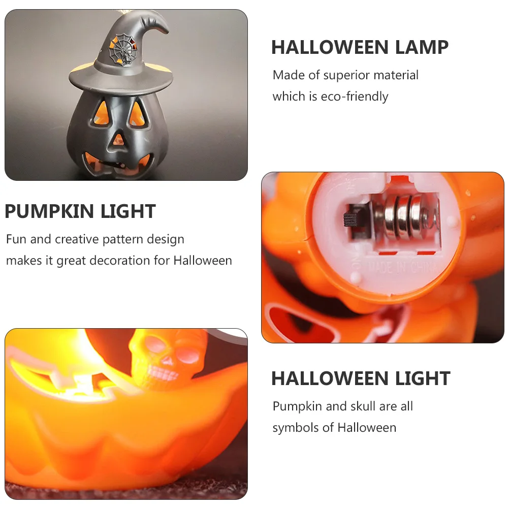 

2 Pcs Pumpkin Lantern LED Light Party Decorations Halloween Table Resin Decorative Lamp Lanterns
