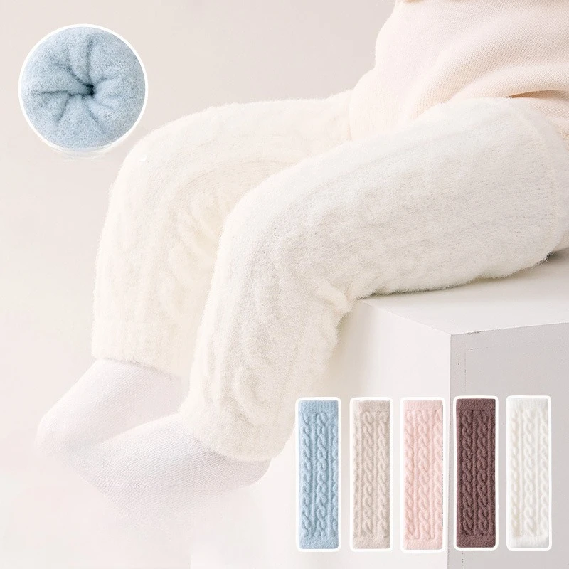 

Coral Fleece Thicken Warm Leg Warmers for Boys Girls Winter Baby Foot Covers Infants Anti Falling Over The Knee Loose Long Socks