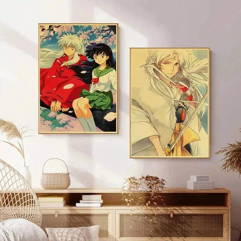 Japanese Anime Inuyasha Poster Retro Style Canvas Print Wall Art Decor Bar Cafe Painting for Home Room Decoration