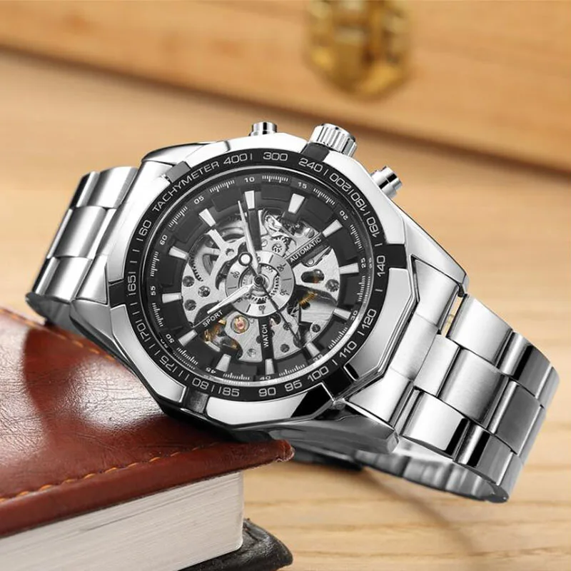 

Winner Fashion Men Watches Men Skeleton Watches Stainless Steel Automatic Mechanical Watches Men Reloj Hombre Horloge Heren