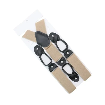 120cm Fashion Pattern Suspenders Men/women Y-back  Leather Split Trimmed Button End Elastic Tuxedo Pant Shirt Suspenders