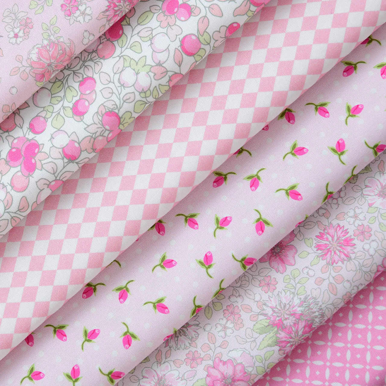 145x50cm Cotton Countryside Style Small Fresh Floral Handmade DIY Dress Doll Clothes Fabric Pure Cotton Pink Diary