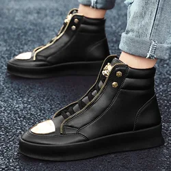 High Top Casual Shoes Men Sneakers 2022 Fashion Skateboard Shoes Leopard Platform Shoe Sport Training Shoes Men's Ankle Boots