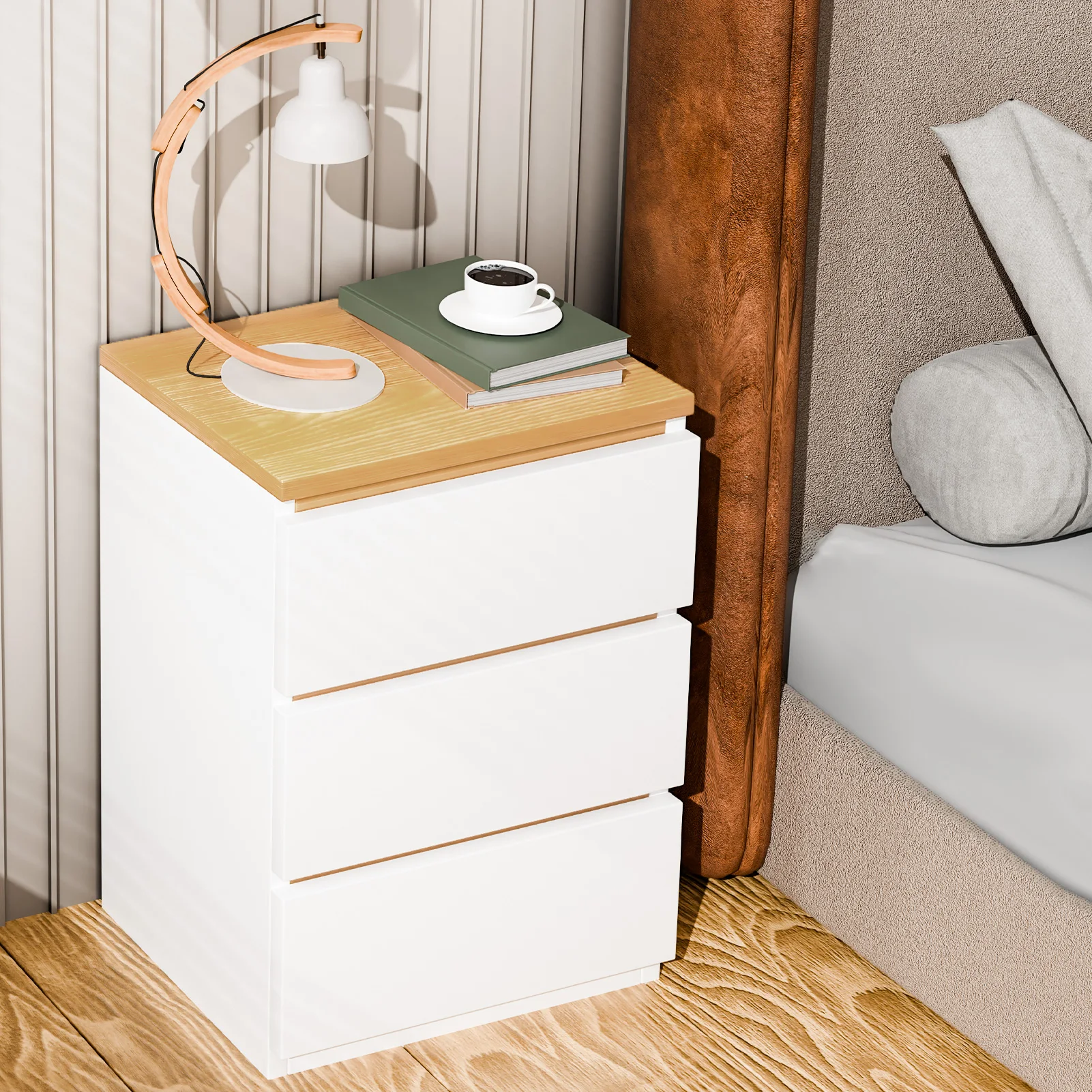 

Bedside cabinet simple, modern, small storage, easy ins style for rental rooms, bedroom bedside shelf