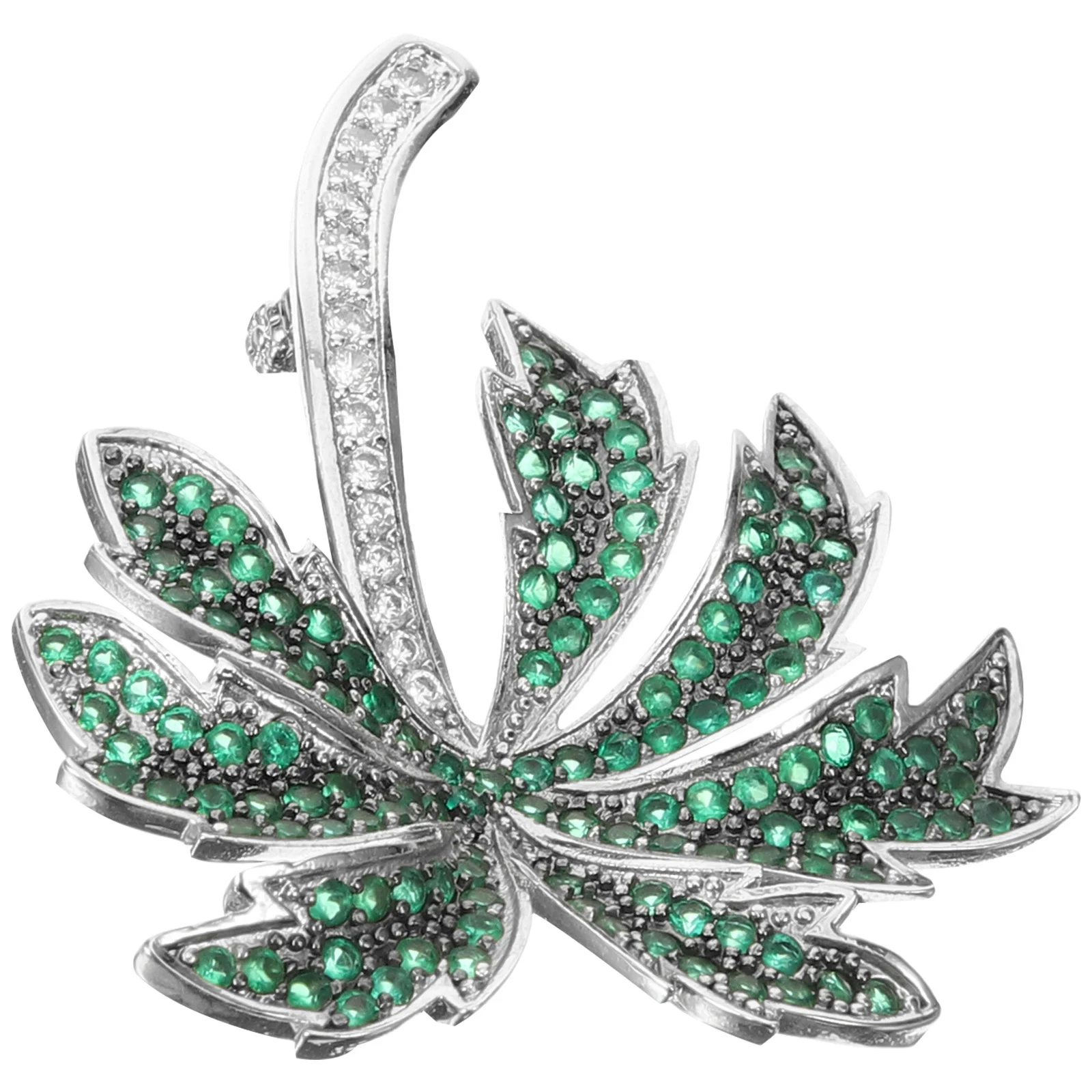 

1Pcs Coconut Tree Brooch Silver Green Hawaiian Style Cardigan Clip for Women Girls Stylish Zircon Beach Party Brooch Pin