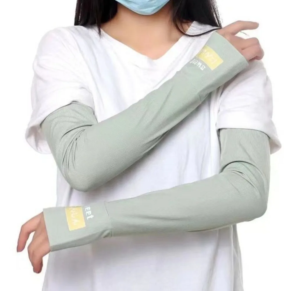 Stretchy Ice Silk Arm Sleeves Thin UV Protection Hand Protector Cover Touch Screen Sunscreen Gloves Sports