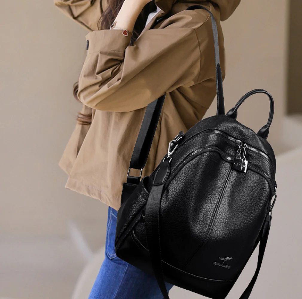 2025 novas mochilas de viagem de couro de alta qualidade moda feminina vintage grande capacidade sacos ombro totes mochila crossbody