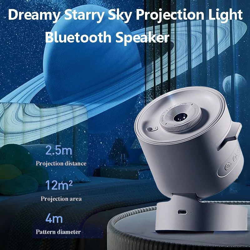 Dreamy Starry Sky Projection Light Bluetooth Speaker Wireless Stereo  Soundbar White Noise Sleep Aid Music Player Timed Shutdown