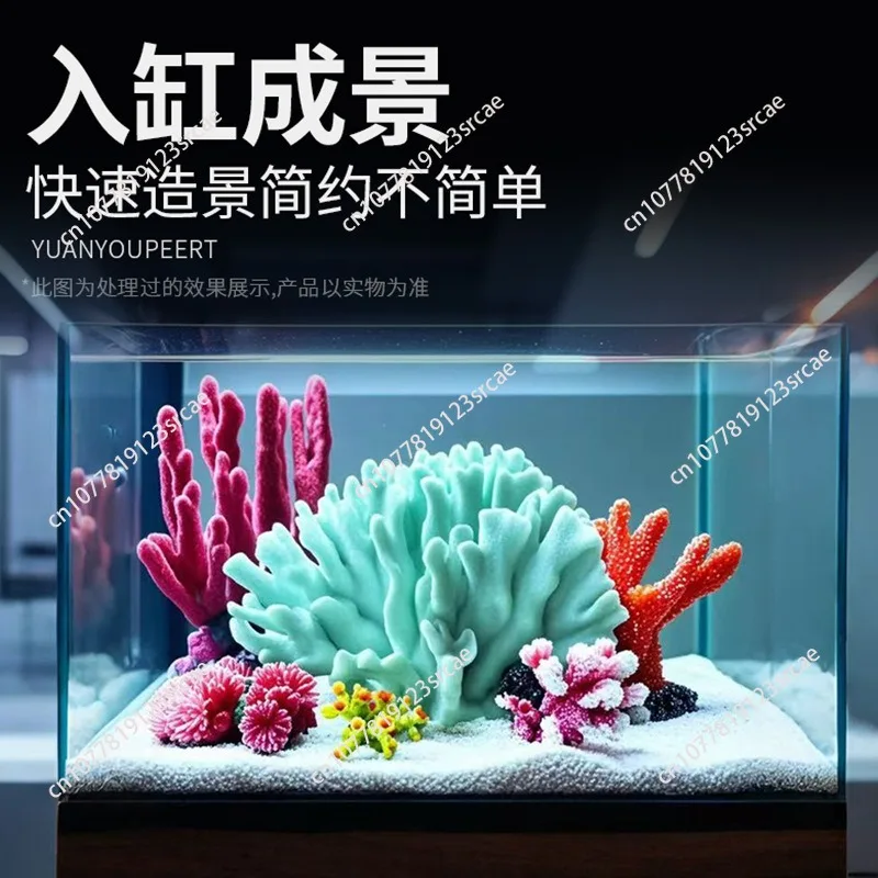 

Colorful Resin Coral Sculpture - Hollow Imitation Coral Decor with Crystal Accents