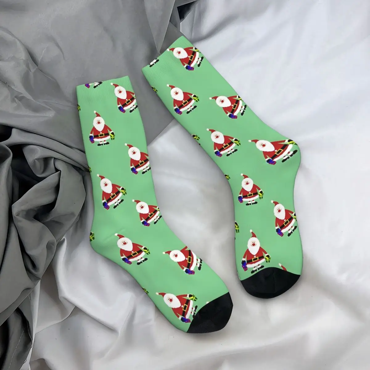 Vintage Kerstman Heren Compressiesokken Unisex Harajuku Naadloze Bedrukte Nieuwigheid Crew Sok