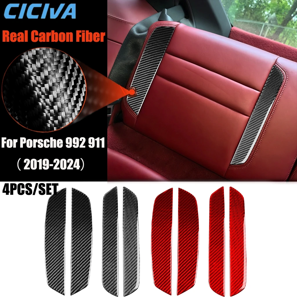 

Carbon Fiber Car Accessories Rear Seat Backrest Panel Modified Interior Trim Cover Soft Sticker For Porsche 911 992 2019-2024