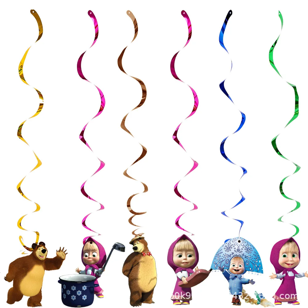 Mascha und der Bär Geburtstagsdekoration Tischgeschirr Becher Teller Tischdecke Ballon Banner Hintergrund Geschenktüten für Kinderparty-Zubehör – Detail 25