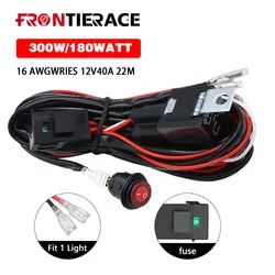 Car Work Light Relay Switch Light Bar Wiring Harness 16AWG Relay Loom Cable Kit Fuse for Car Boat Truck Light Round switch 300W