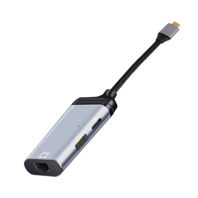 3 in 1 Type-C-기가비트 이더넷 Rj45 Lan PD 충전 USB C 데이터 포트 변환기 어댑터-TV PC MacBook Samsung S20 YDH