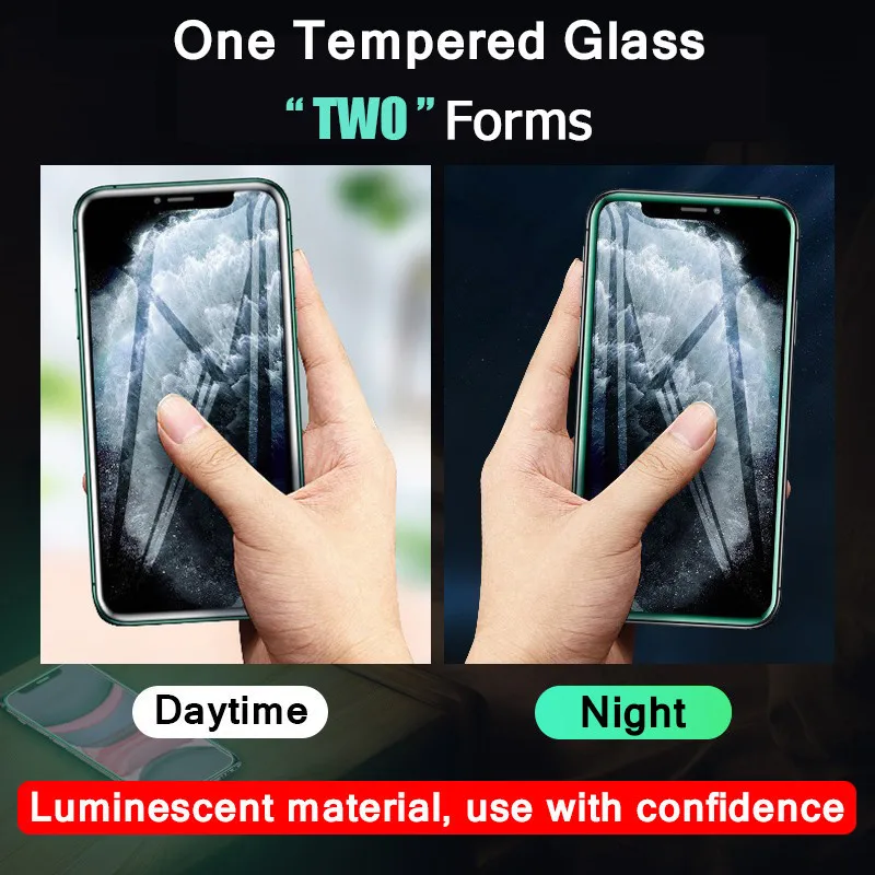 1-3Pcs Luminous Screen Protectors for IPhone 12 11 Pro Max 12 Mini XR X XS Glowing Tempered Glass for IPhone 13 Pro MAX 7 8 Plus