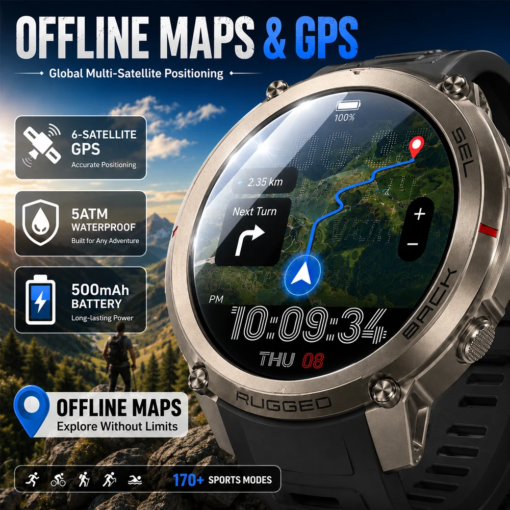 Smartwatch Professional Watches For Men - T-Rex 4 Military GPS Smart Watch