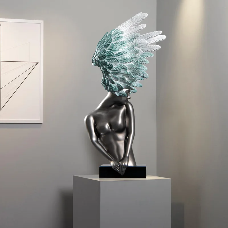 Creative light luxury art figure sculpture ornament angel designer model room hotel lobby