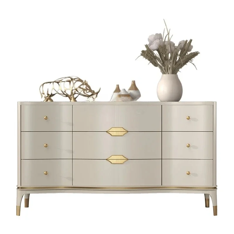 Light luxury, American living room modern simple storage locker bedroom TV cabinet solid wood drawer cabinet