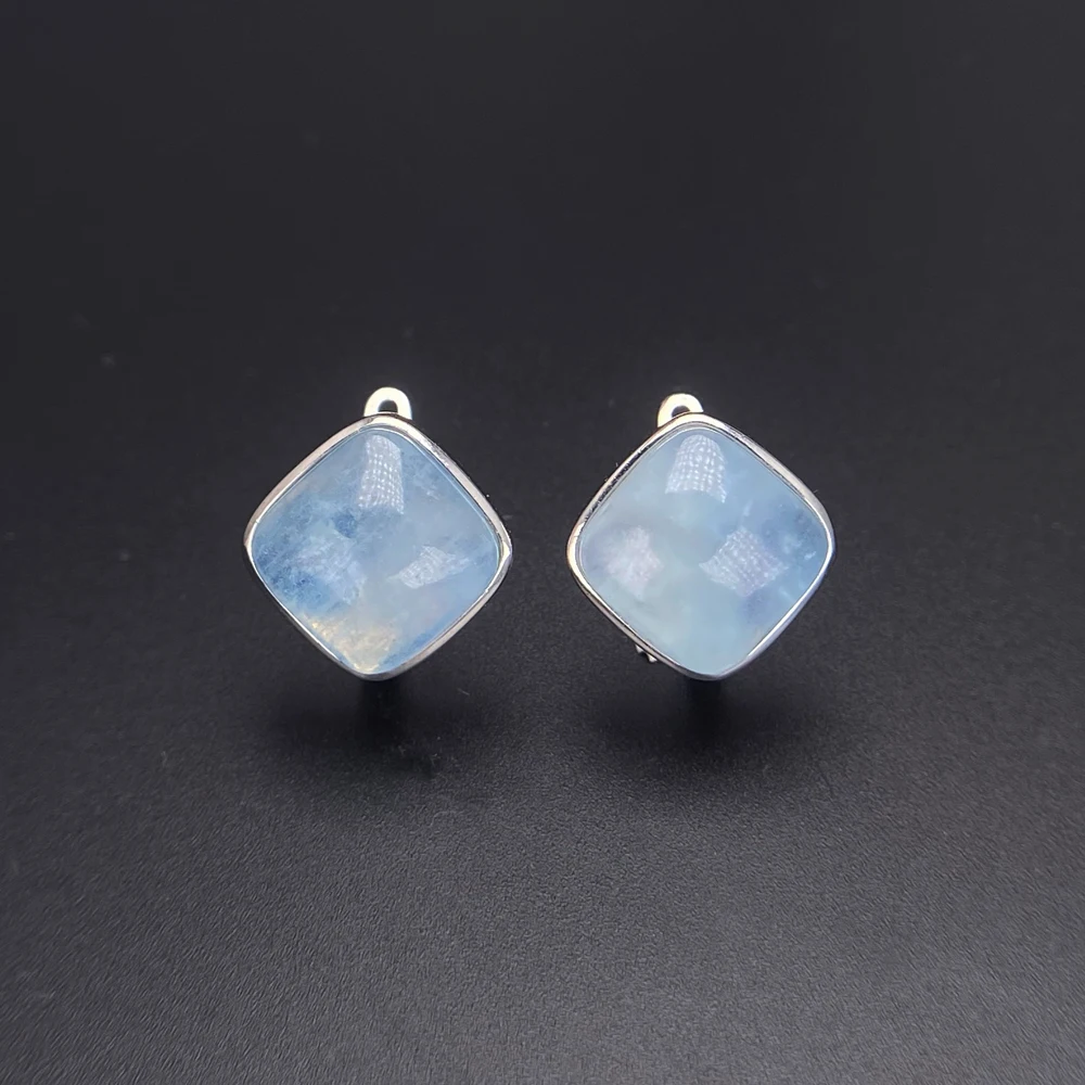 NONE Eleganter natürlicher Larimar-Ohrring aus Sterlingsilber, Lapis-Malachit, Aquamarin-Sodalith-Edelstein, 10 mm, für Damen, Party-Geschenk 5