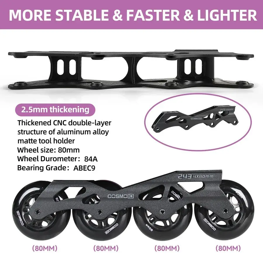 زلاجات مضمنة للنساء والرجال، شفرات تزلج دوارة للبالغين من الذكور والإناث، مقاس 513 شفرات زلاجات دوارة للياقة البدنية الاحترافية للجنسين #3