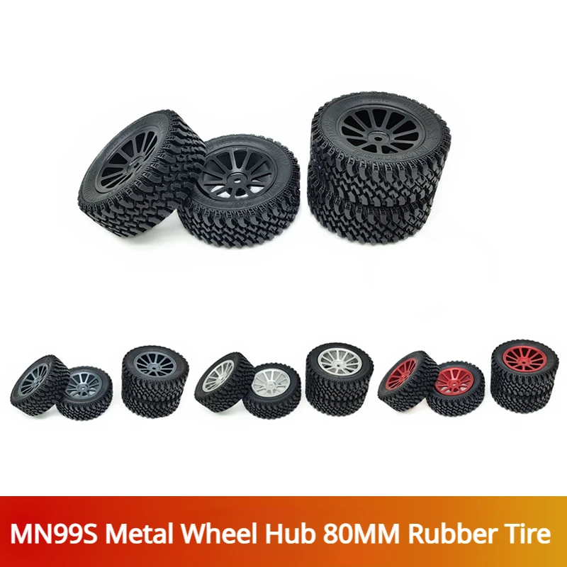 

MN99S MN128 MN98 G500 Wrangler RC Car Parts Upgrade Modified Metal Wheels 80MM Rubber Tires