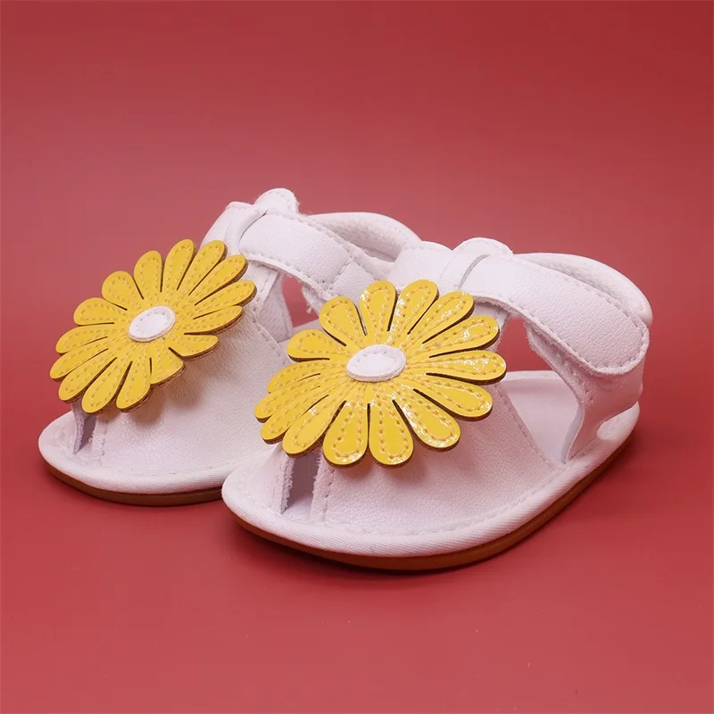 0-18M Infant Baby Girls Sandals Summer Flower Decor Anti-Slip Soft Sole Princess Shoes Beach Slipper Toddler First Walkers Shoes