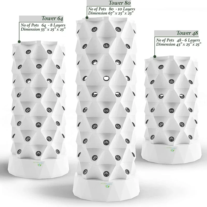 Hydroponics Tower Grow System Growing Kit 6/8/10 Layers 48/64/80 Plants Site NFT Growing system Tower