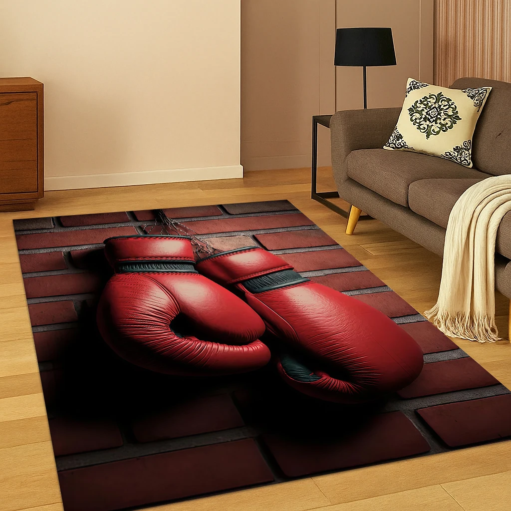 3D Boxing Gloves Boxer Fight Carpet Rug Mat for Home Bedroom Living Room Sofa Doormat Kitchen Decor,Kid Play Non-slip Area Rug