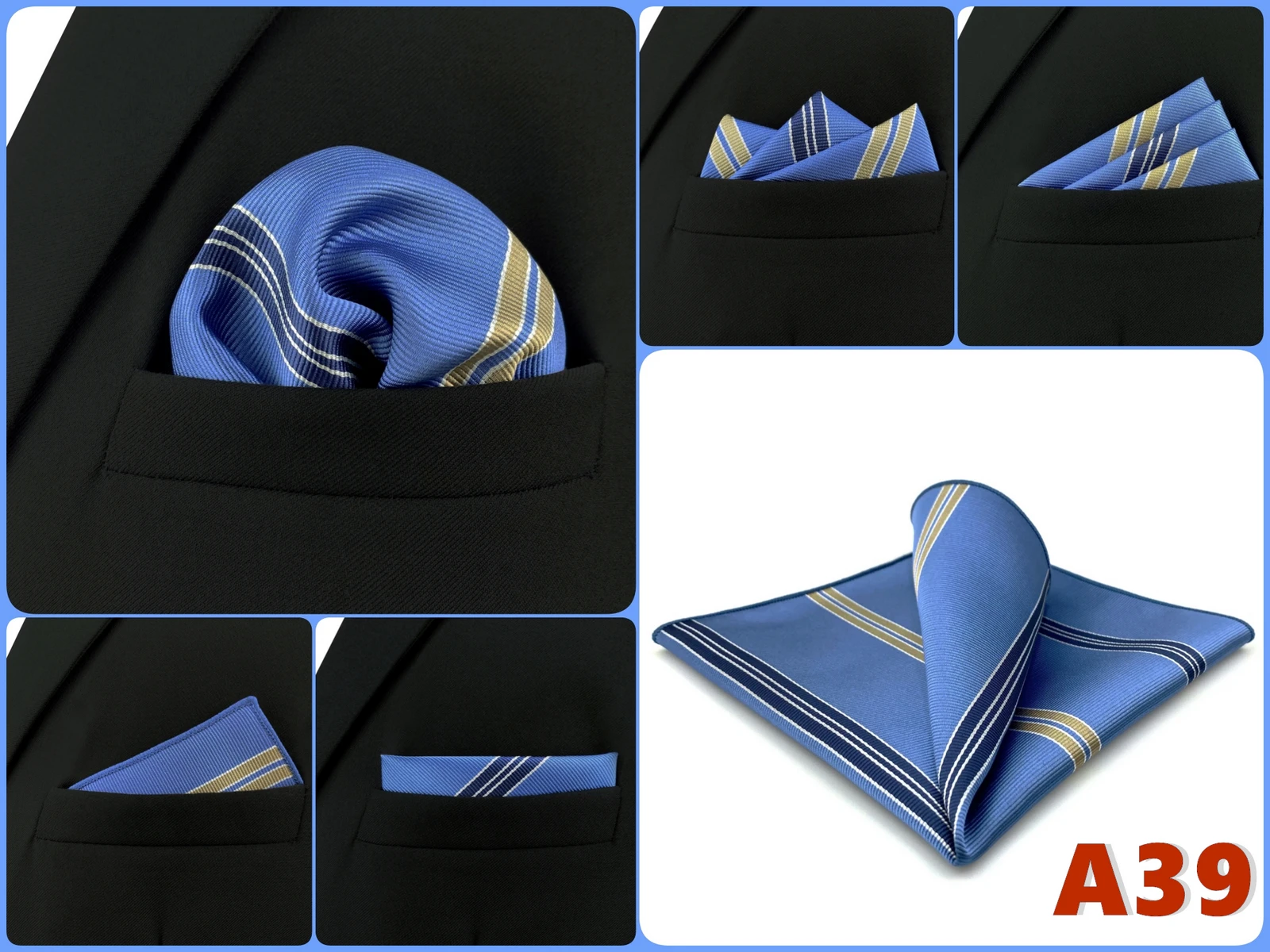 Luxury Mens Pocket Square Handkerchief Multiple Designs Classic Suit Hanky Large Striped Gentlemen Wedding Party Gift for Men