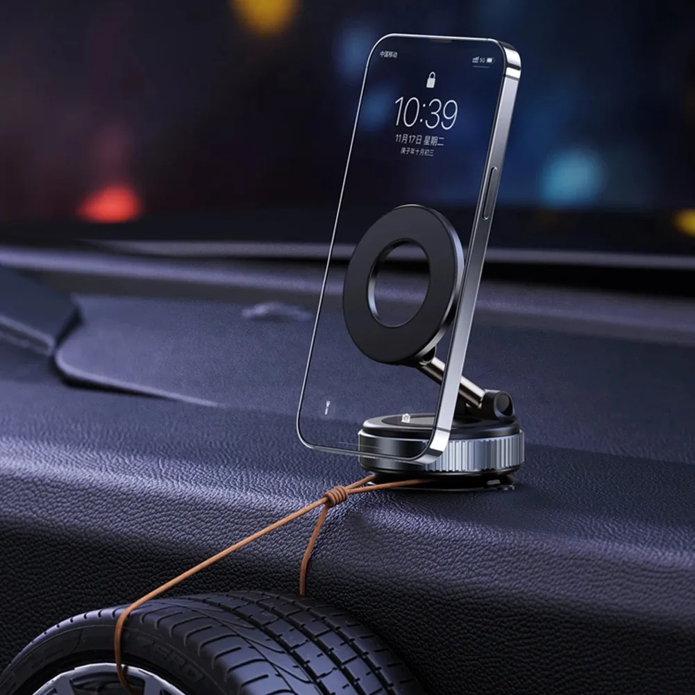 360° foldable vacuum magnetic phone stand, magnetic car phone stand, hands-free suction cup phone stand, smooth surface