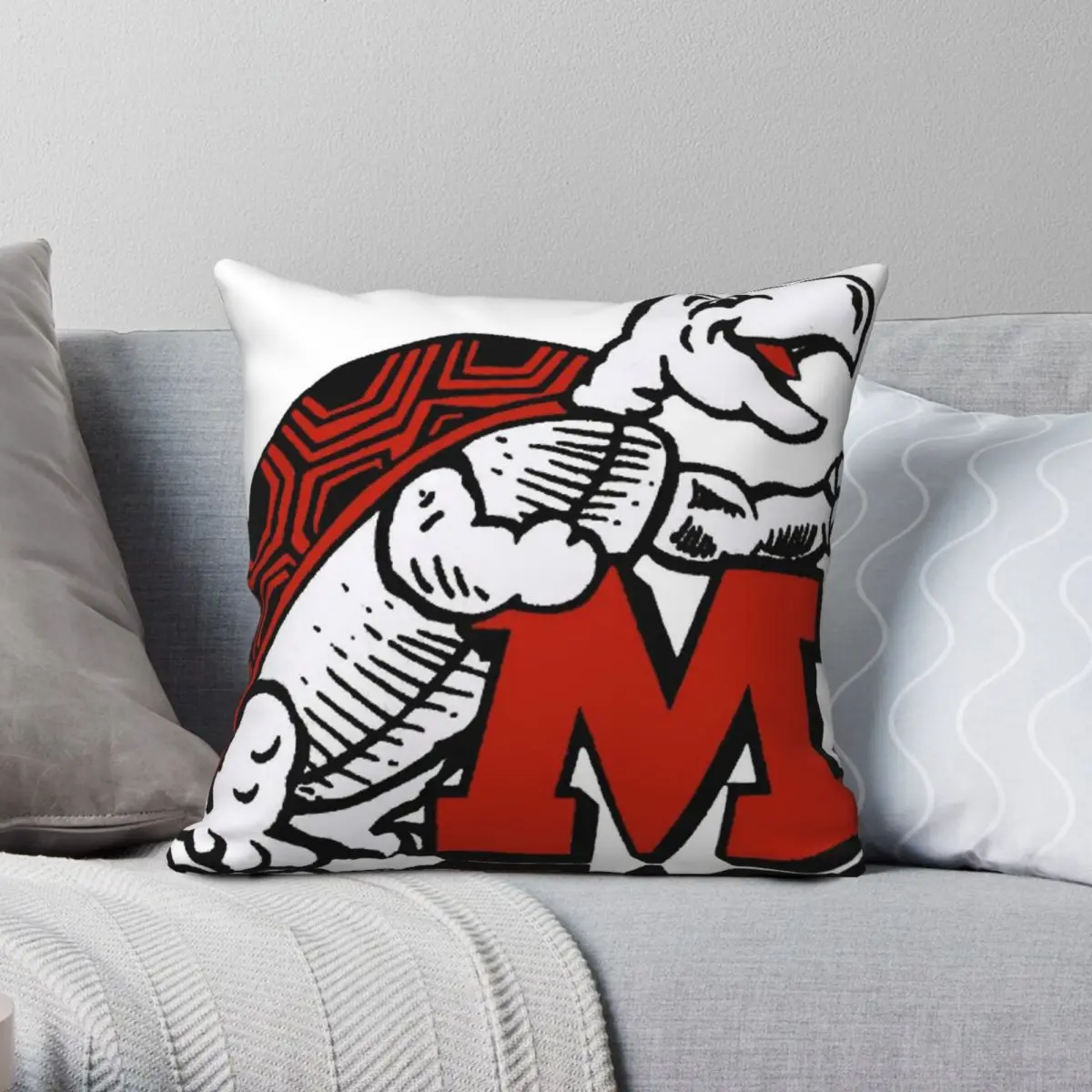 University Of Maryland Square Pillowcase Polyester Linen Velvet Pattern Zip Decor Pillow Case Car Cushion Cover Wholesale