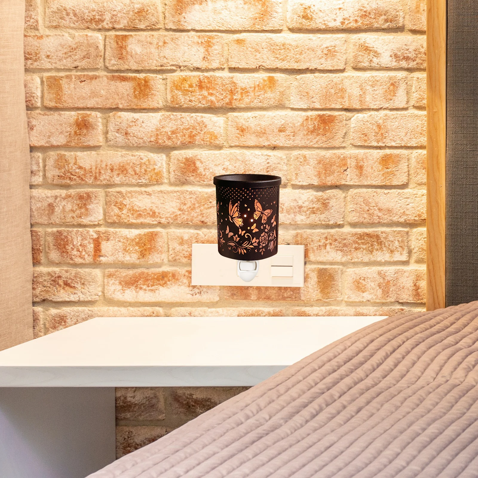 

Aroma Diffuser Night Lamp Iron Art Essential Oil Wax Butterfly Projection Light for SPA Room Decor