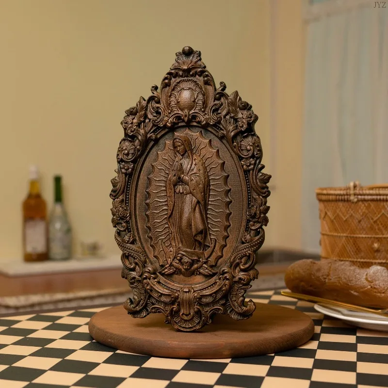 Vintage Virgin Mary of Guadalupe Statue, Catholic Icon Religious Figure Wall Art Home Living Decor