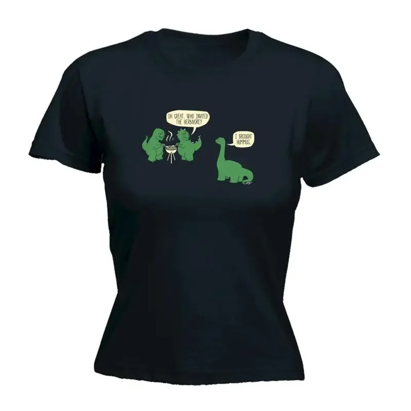 Invited The Herbivore Dinosaur Womens T Shirt Funny Novelty